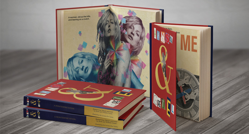A photo showing four samples of the same art book.