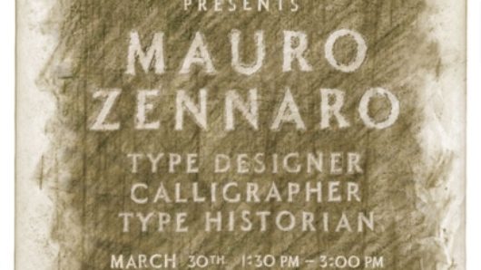 A crayon sketched MFA DESIGN poster with title MAURO ZENNARO.