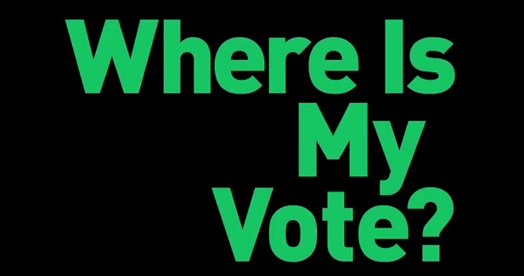 A card with green text: Where is My Vote?