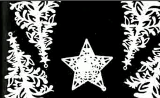 A pictogram of white Christmas trees and a Christmas star.