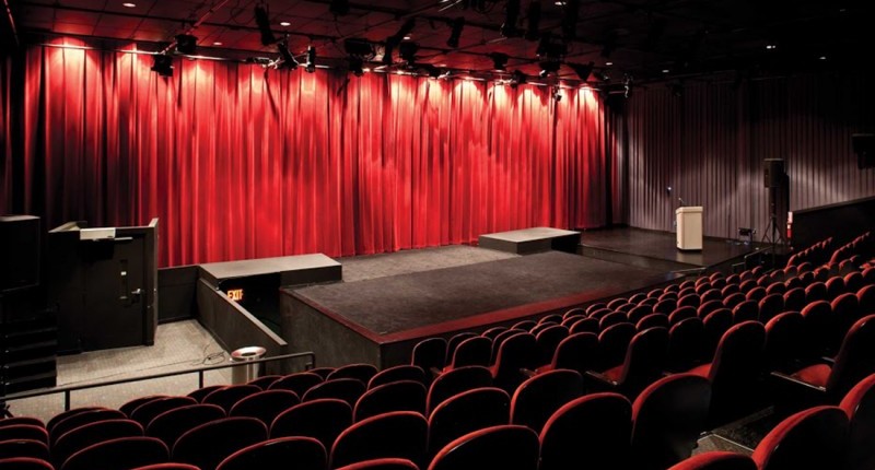 A photo of an empty theatre hall.