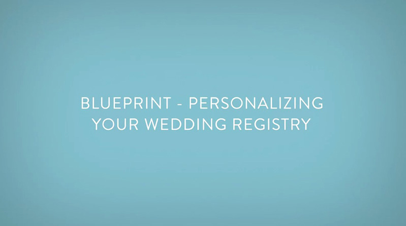 A cyan gradient background with the white text: Blueprint -Personalizing Your Wedding Registry.