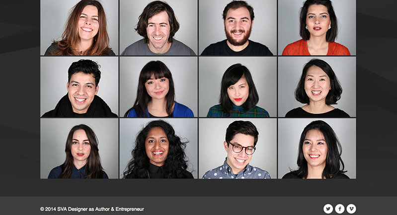 A set of twelve photos depicting men and women faces while they smile.