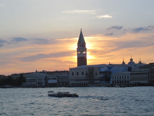 A photo of Venice at sunset.