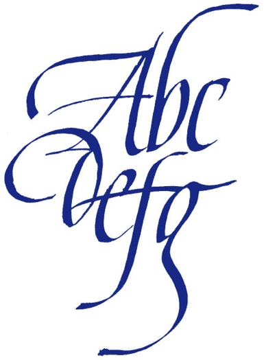 A part of the alphabet written in a blue colored font.
