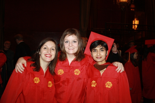A photo of three freshly grads students from SVA School of Visual Arts.