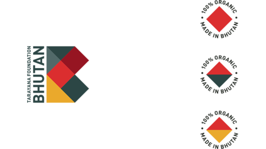 The logo of Tarayana Foundation Bhutan made from grey, red and yellow polygonal shapes.