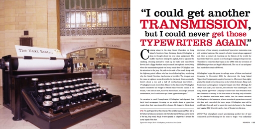 An article with a photo of a typewriter alongside.