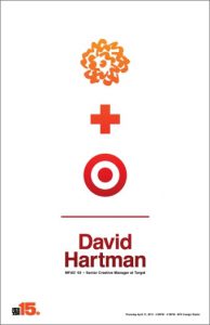 A poster showing a SVA logo, plus and a bullseye icon with text David Hartman.