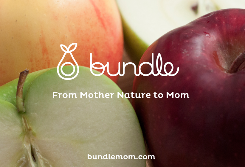 A photo of some red and green apples and on it the text logo: bundle.