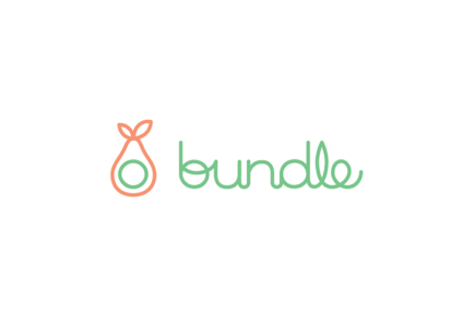 A green an orange logo brand with a bag or a fruit and the text: bundle.