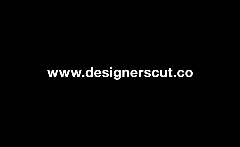 A text logo with the website: www.designerscut.co.