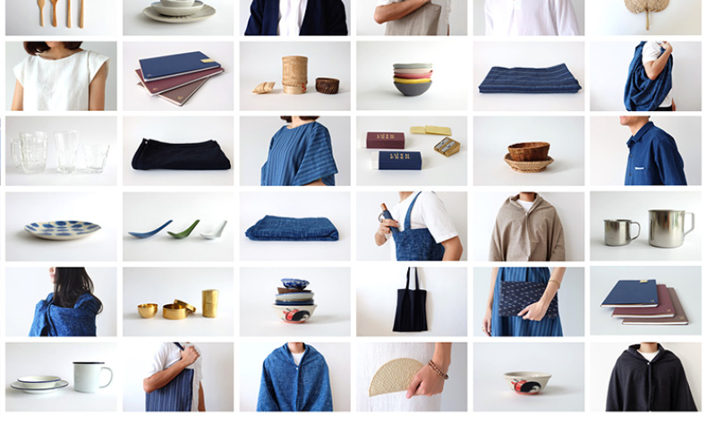 a grid of blue clothing images