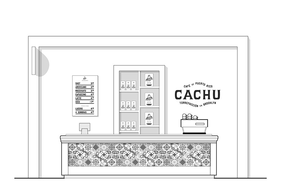 cachu coffee shop bar illustration
