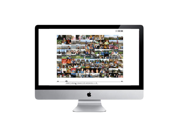 grid of many images is displayed on an iMac