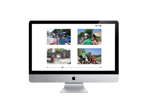 a grid of four photographs is displayed on an iMac screen