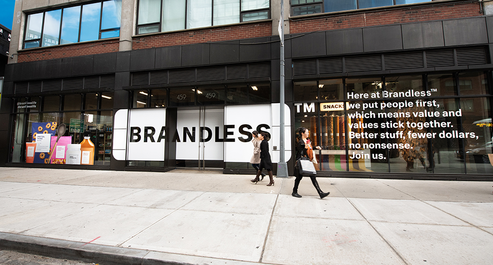 brandless logo applied o a store window