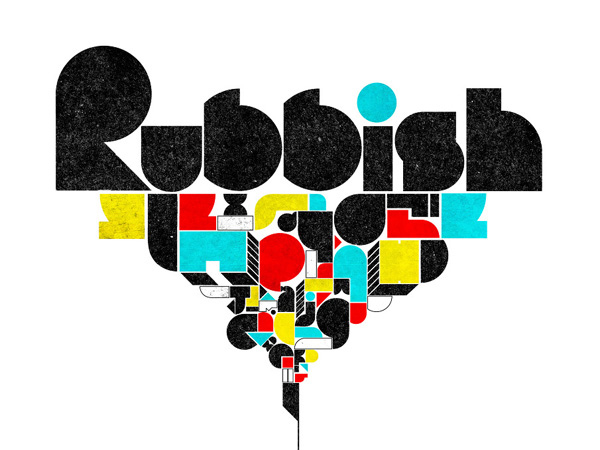 rubbish logo made with black, yellow, red and cyan colors