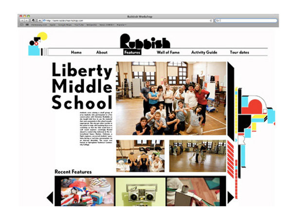 Rubbish website screenshot with the school activities images