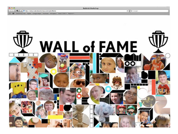 wall of fame webpage screenshot with faces of people inside squares, circles, and other geometric shapes