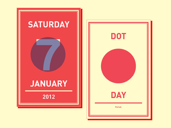 saturday, january 7, dot day with the illustration of a red dot