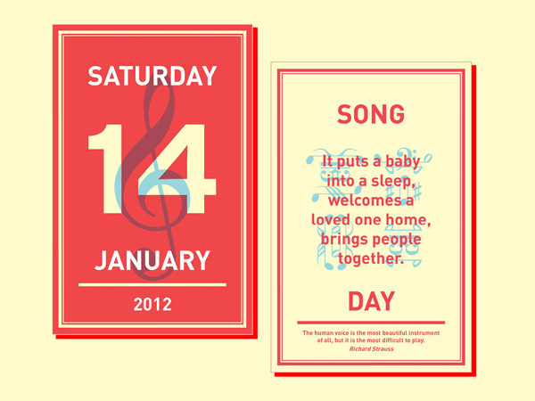 saturday, january 14, the song day with a few lines from a song