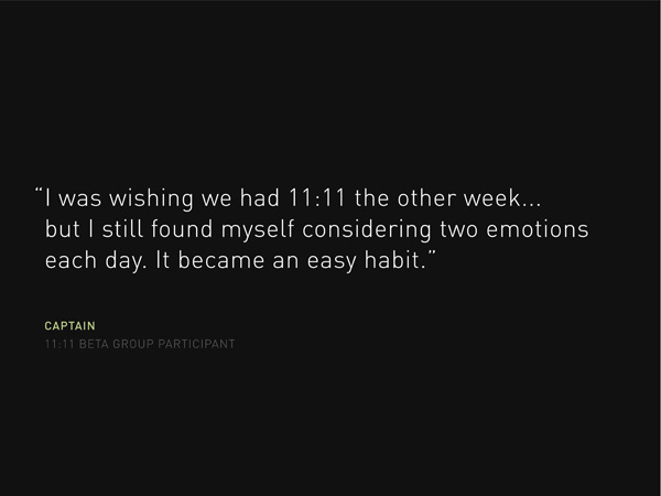 i was wishing we had 11:11 the other week... but i still found myself considering two emotions each day. it became an easy habit – quote on.a black background