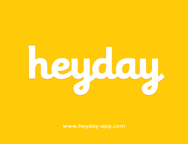 heyday logo on a yellow background