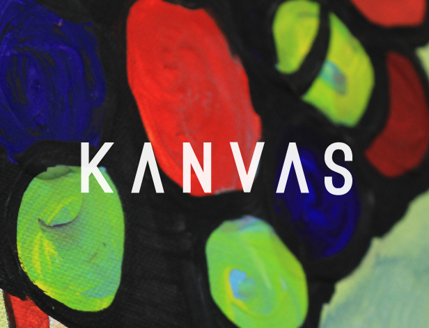 kanvas logo on a vividly colored background