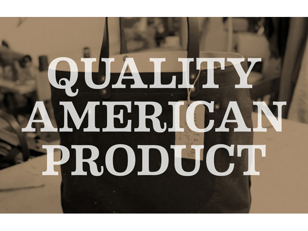 quality amercan product typography on a black and white image