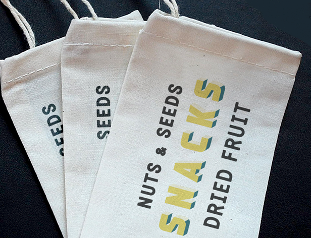 fabric bags with the logo nuts & seeds, snacks, DRIED FRUITS