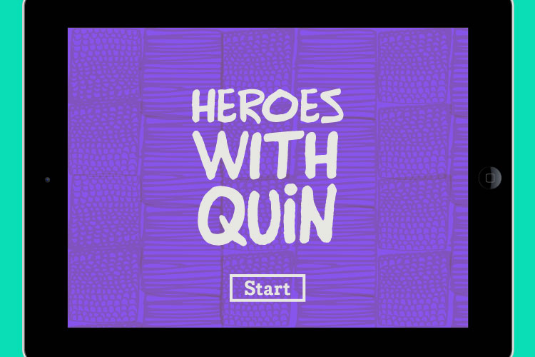 screenshot of the hero with quin start screen