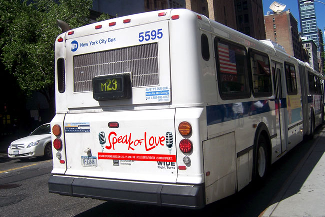 Speak of Love advertise on a bus