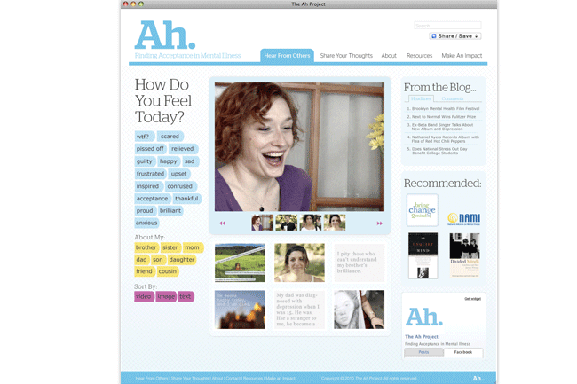 Homepage screenshot of the Ah website