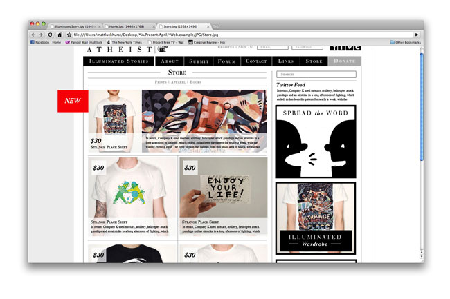 a screenshot of an online store selling t-shirts with illustrations on them
