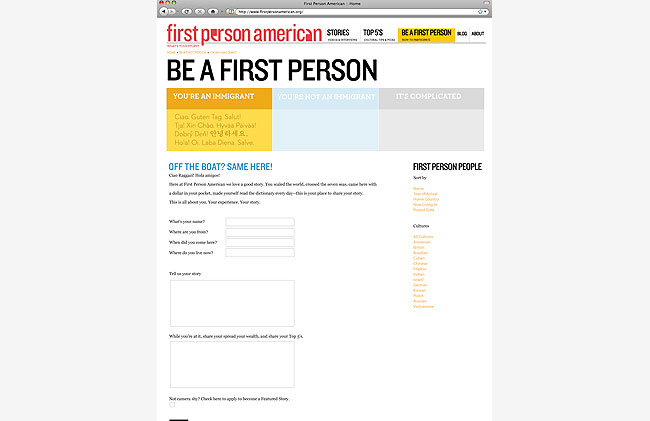 fist person ameircan website form