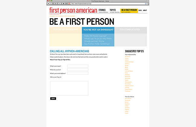 first person american contact page