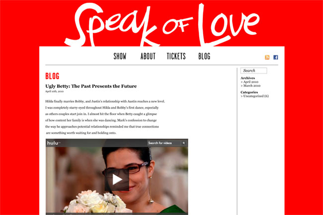 Speak of love website blog screenshot