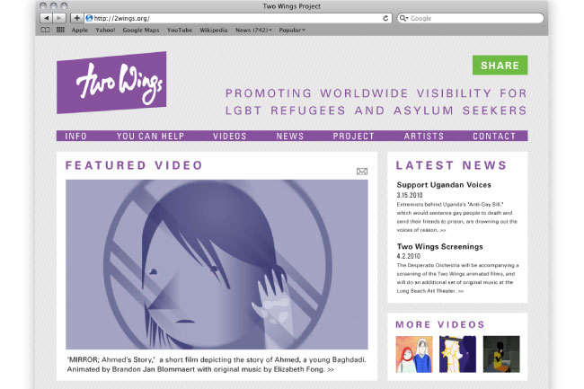 two wings website screenshot of the videos page