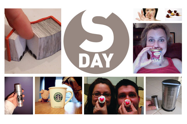 a photo collage with the S day logo inside a grey circle