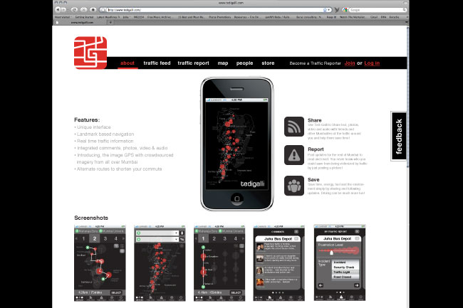 tedigalli app website with screenshots of mobile version