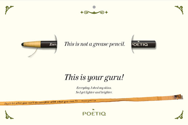 advertisment for the grease pencil saying this is not a grease pencil. this is your guru