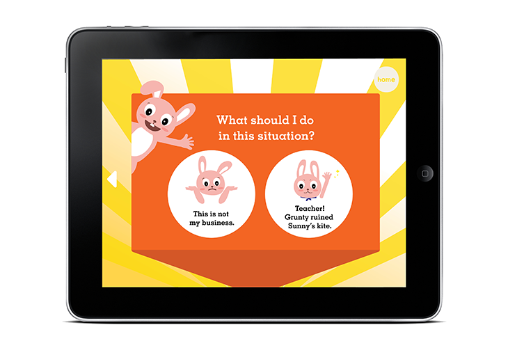 brave friends app screenshot on an iPad with a question and two choices