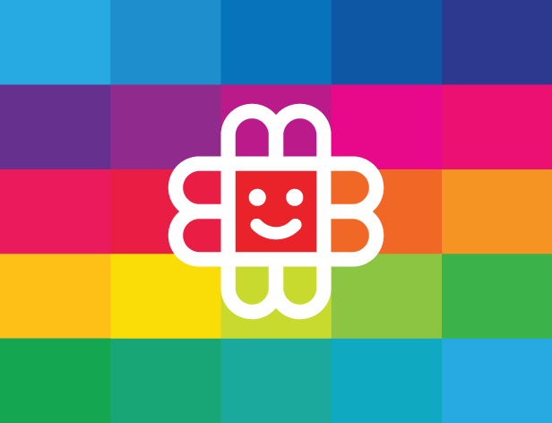 modbot logo on rainbow squares background