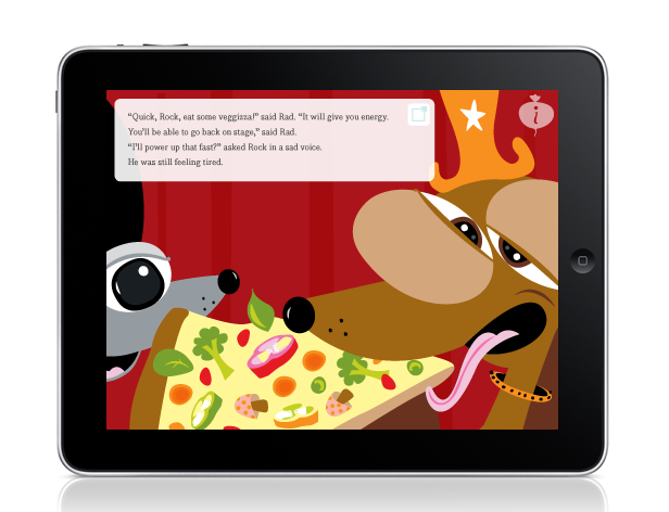 screenshot of the two hot dogs who eat fruits and vegetables on iPad