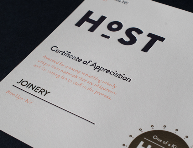 host certificate of appreciation