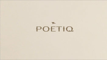 poetiq text logo in dark green with a small bird over the E