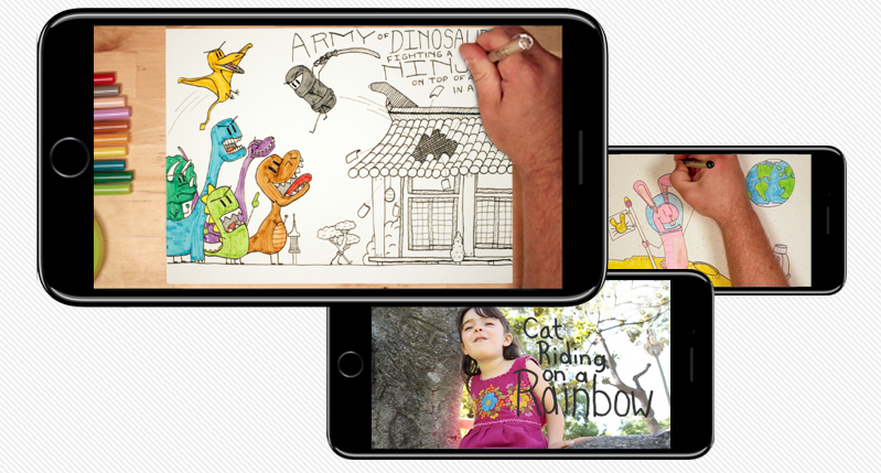 different screens of a drawing app on an iPhone