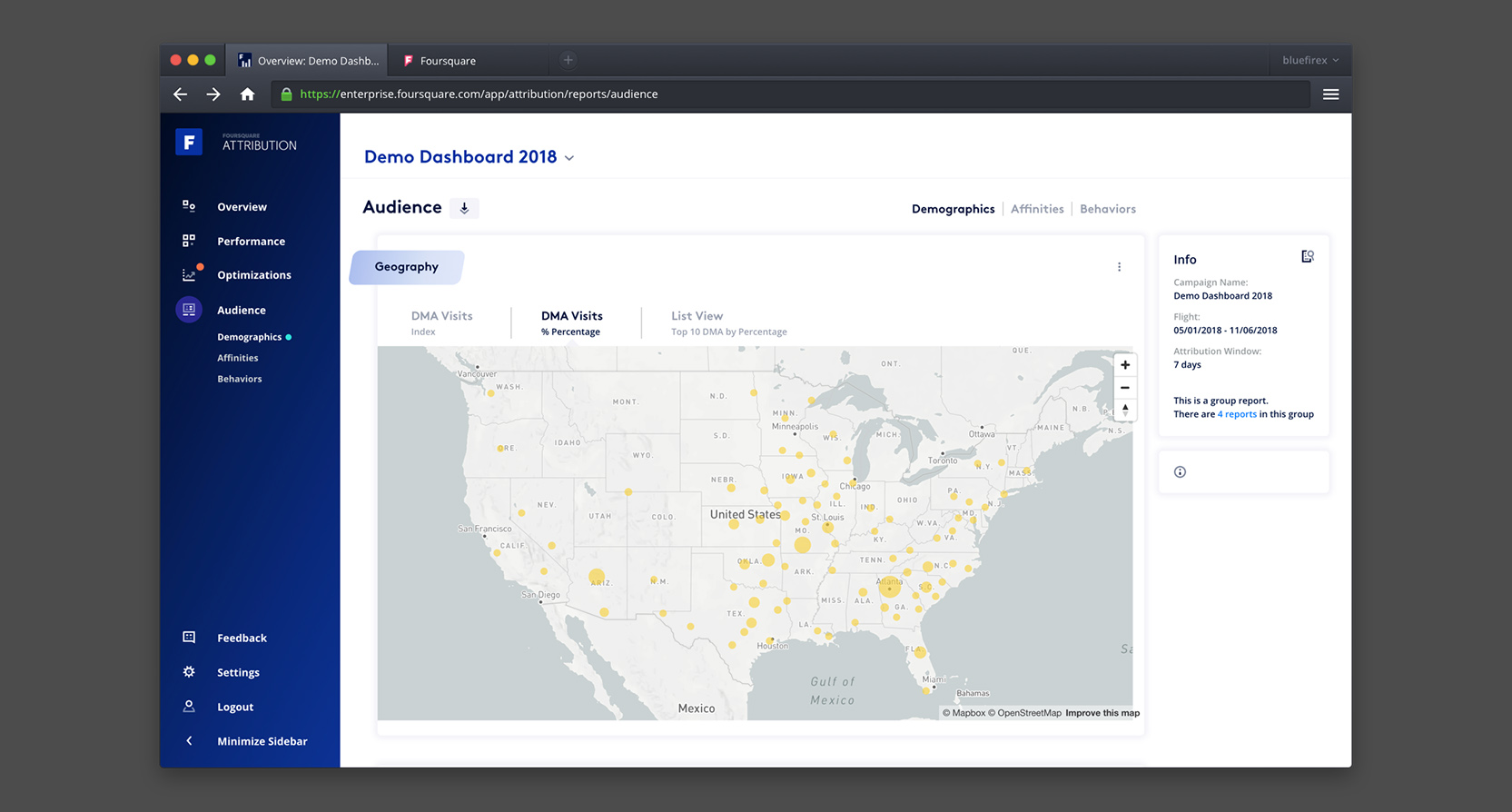 Yiming Bao demo dashboard on web