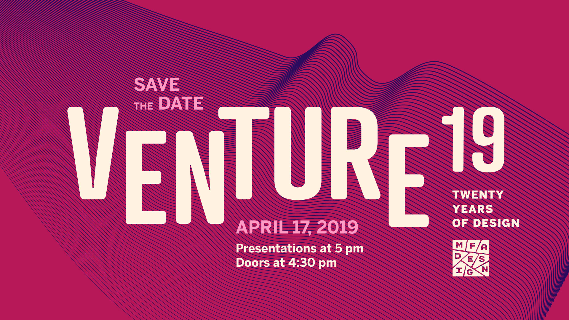 Venture 19 - Save the date April 17, 2019
